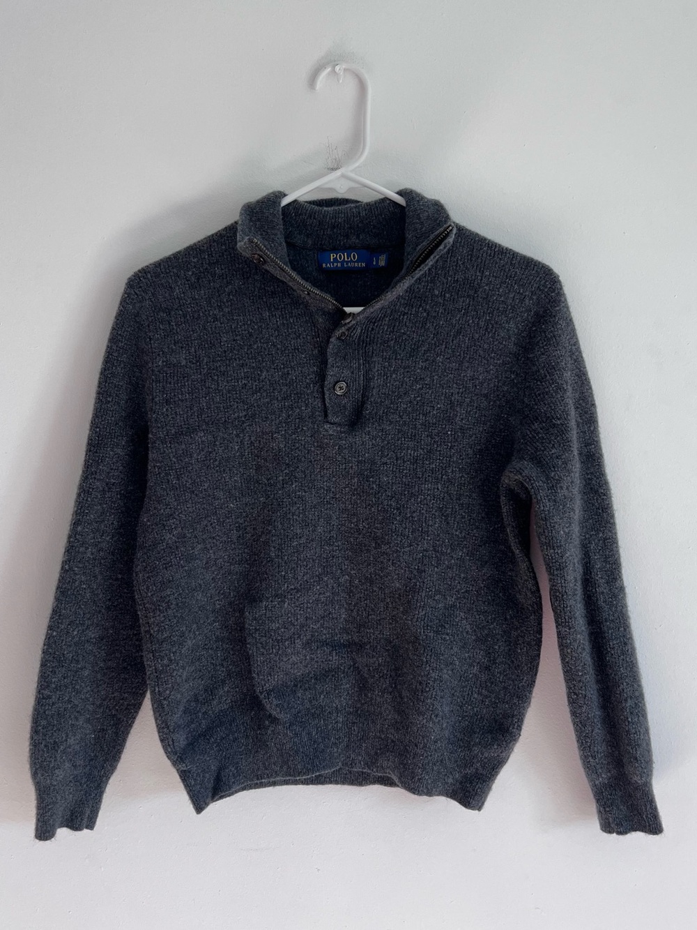 Polo Ralph Lauren Merino Wool Quarter Zip Elbow Patch Sweater L